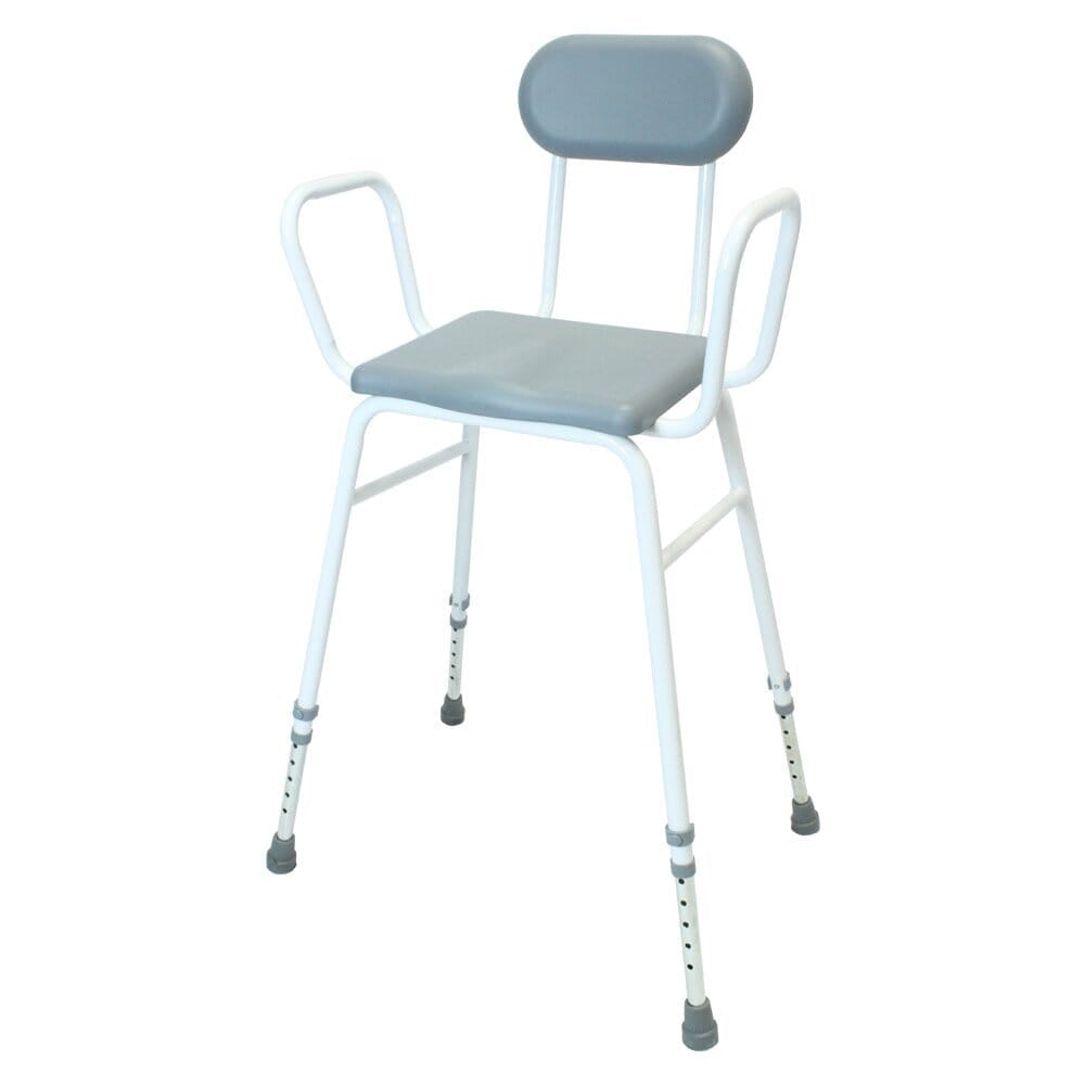 NRS Healthcare PU Moulded Perching Stool (with Arms + Padded Back)