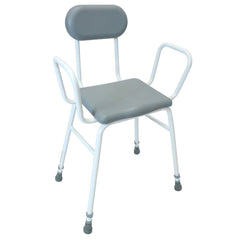 NRS Healthcare PU Moulded Perching Stool (with Arms + Padded Back)