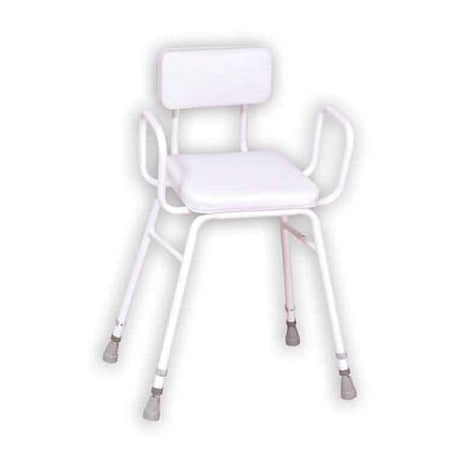 NRS Healthcare Malvern Vinyl Seat Perching Stool (with Arms + Padded Back)