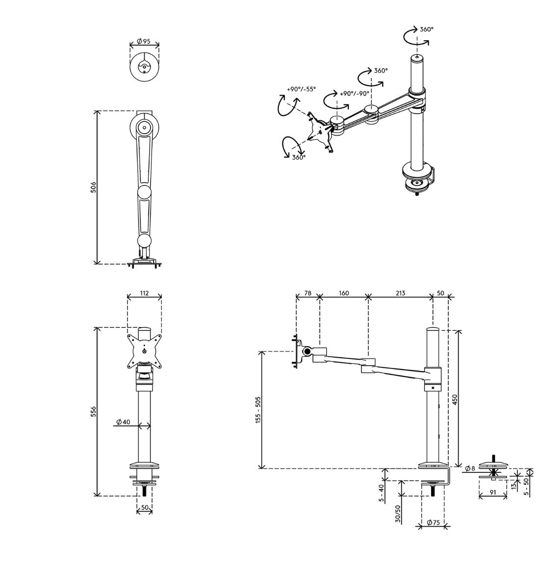 Viewlite Monitor Arm - Desk 120