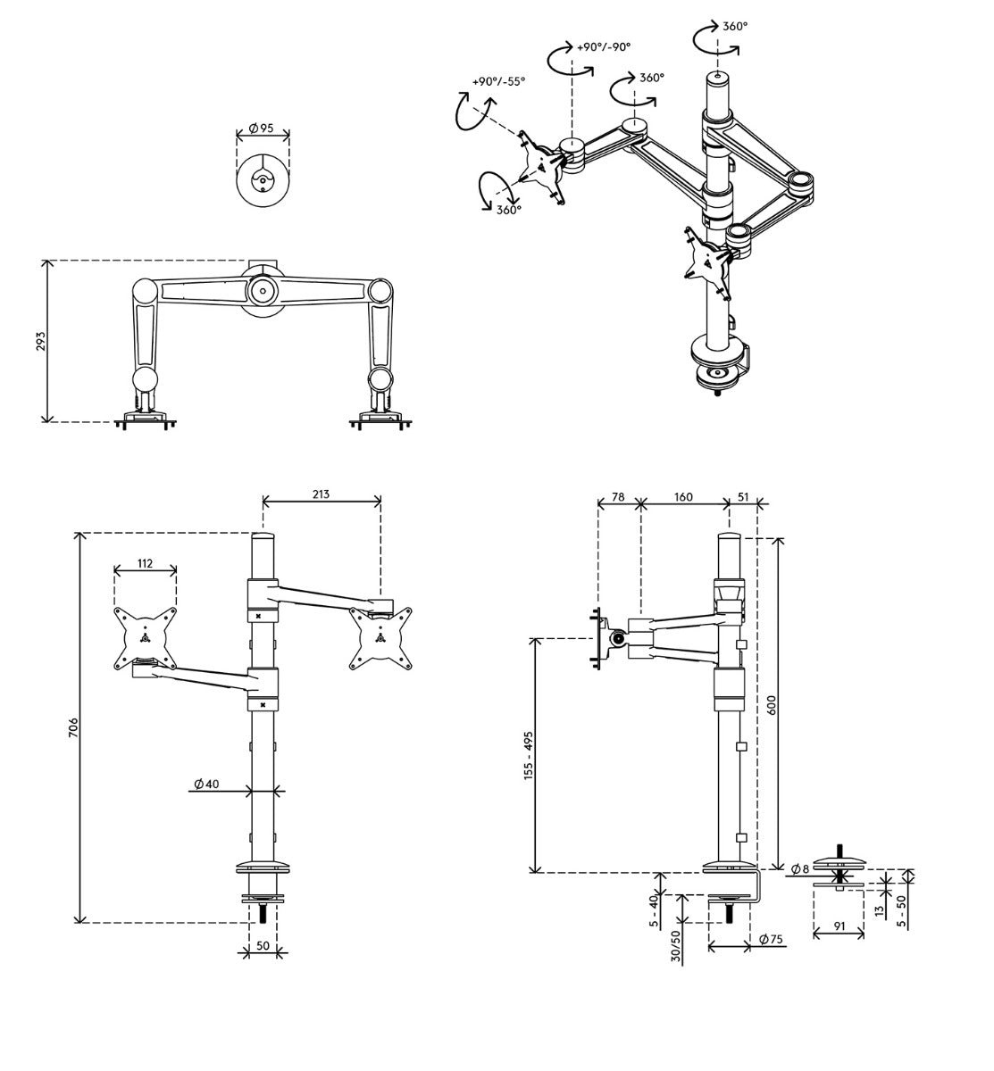 Viewlite Monitor Arm - Desk 140