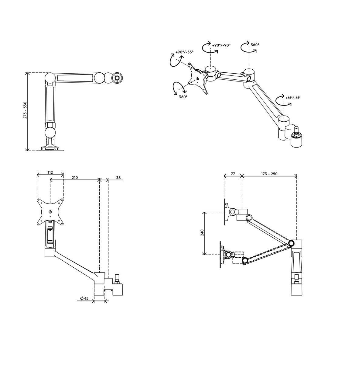 Viewlite Dual Monitor Arm Upgrade Kit