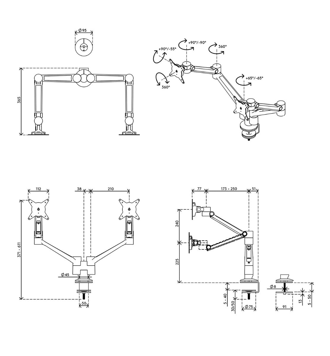 Viewlite Plus Monitor Arm - Desk 650