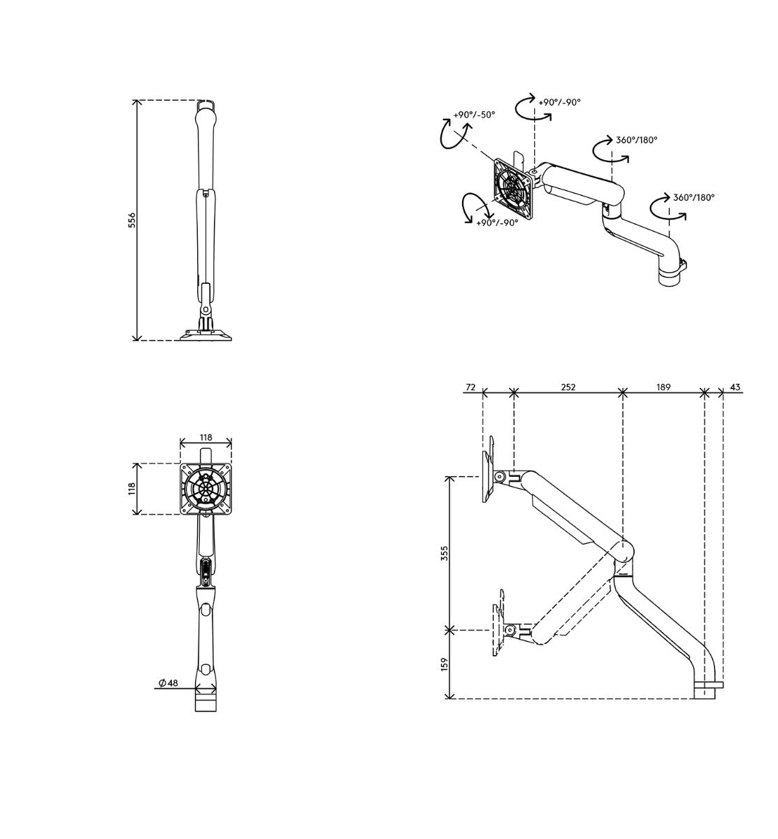 Viewprime Plus Monitor Arm - Desk 110