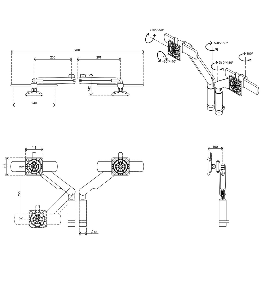 Viewprime Plus Monitor Arm - Desk 210