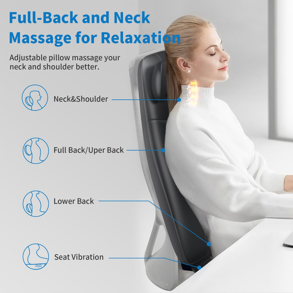 RENPHO Neck & Back Massage Cushion - S-Shaped - Black