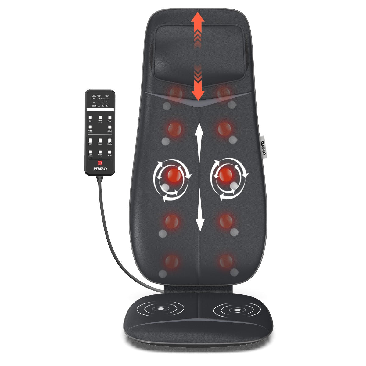 RENPHO Neck & Back Massage Cushion - S-Shaped - Black