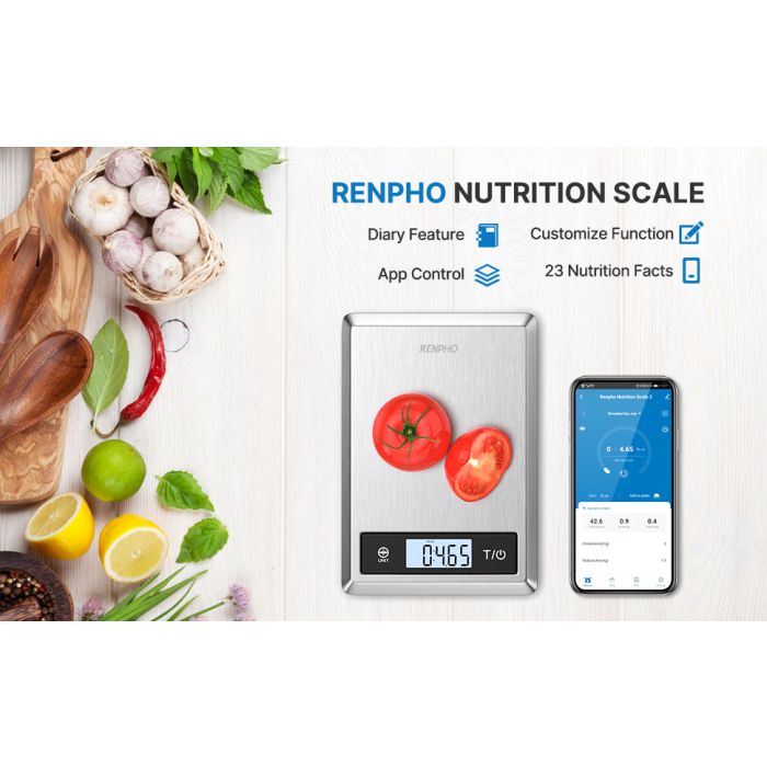 RENPHO Smart Nutrition Scale - BLE - Grey (up to 11lb) - Pre-Order for Late March